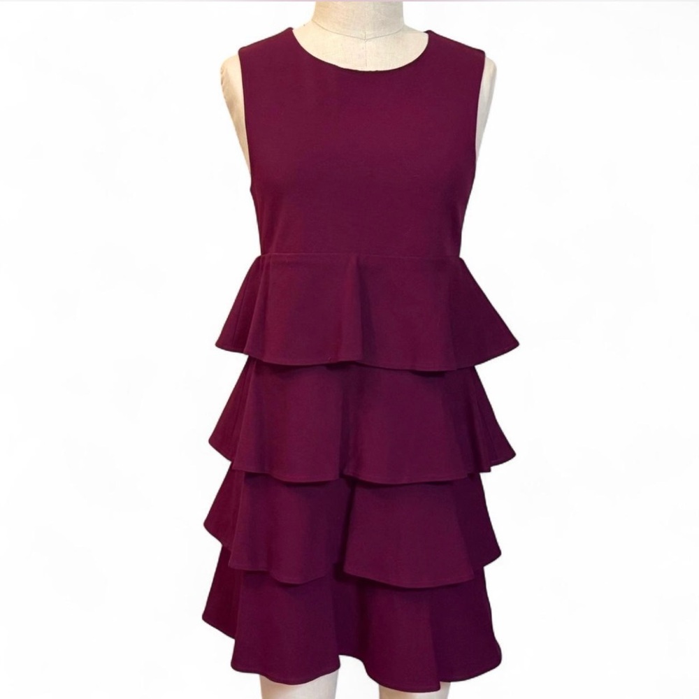 Theory dark plum ruffle bodycon sleeveless dress